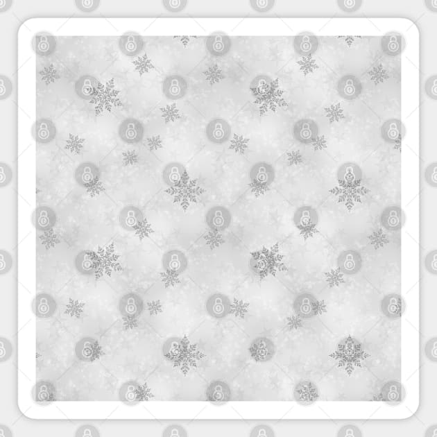 Silver Snowflakes Christmas Pattern Magnet by DeneboArt